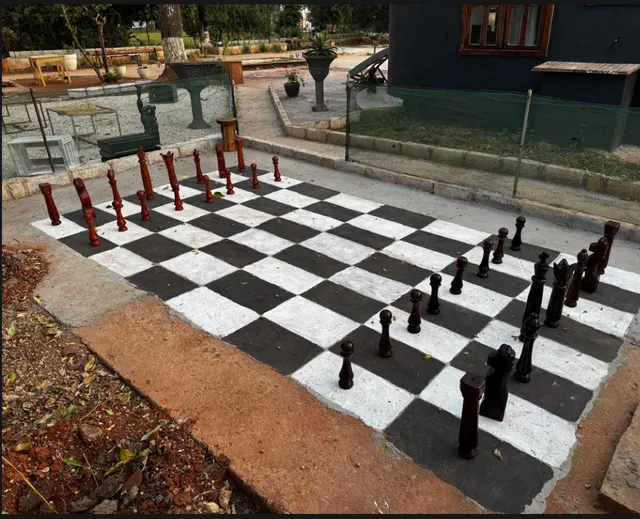 Giant outdoor chess at Stay@Nguluwe