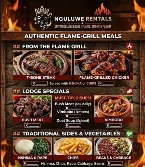 Stay@Nguluwe flame-grill menu preview